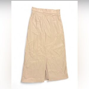 Beige Vegan Leather Pencil Skirt